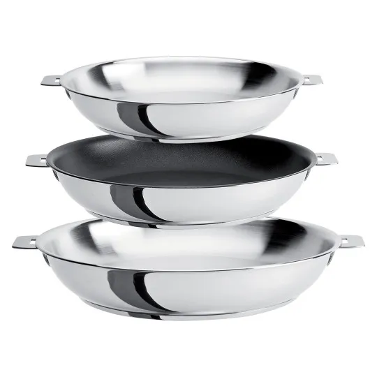 Set CRISTEL Mutine amovible batterie de 3 poêles 20 24 et 28cm inox