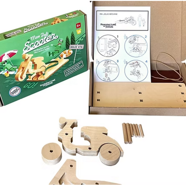 Jouet en bois à construire MANUFACTURE EN FAMILLE Mon joli scooter DIY