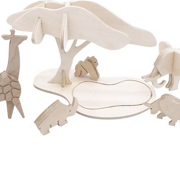Jouet en bois à construire MANUFACTURE EN FAMILLE Les animaux de la savane DIY