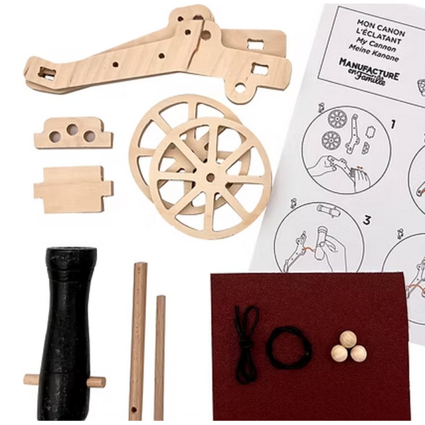 Jouet en bois à construire MANUFACTURE EN FAMILLE Mon Canon l'Eclatant DIY
