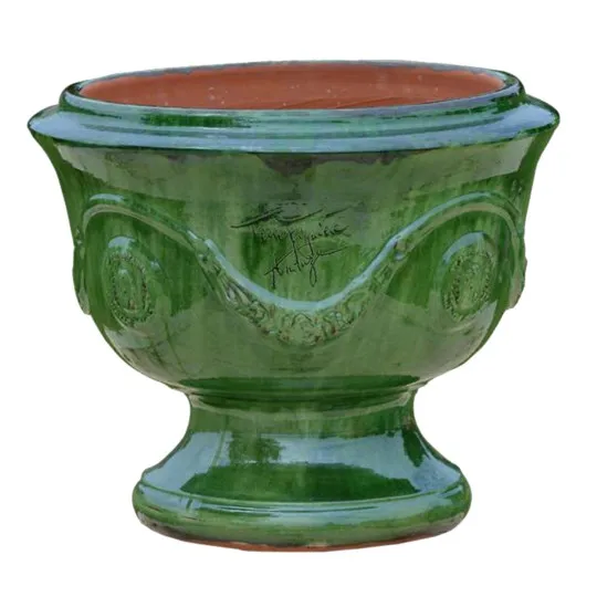 Coupe d'Anduze TERRE FIGUIERE poterie vert H.48cm