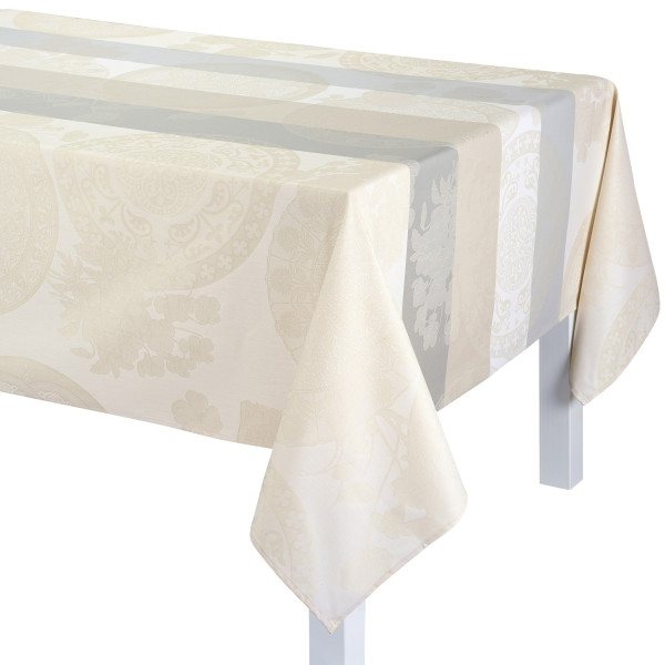 Nappe enduite LE JACQUARD FRANCAIS Fleurs Gourmandes craie - 4 tailles