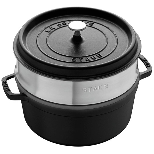 Cocotte Staub 26cm en fonte avec panier vapeur - 5 coloris