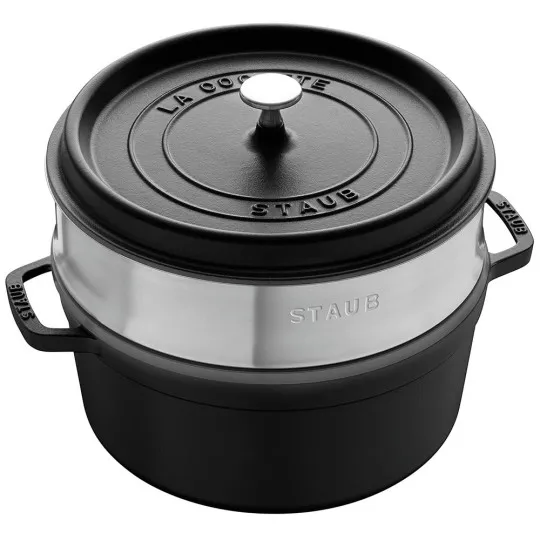 Cocotte Staub 26cm en fonte avec panier vapeur - 5 coloris