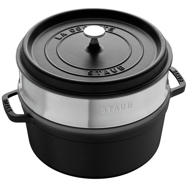 Cocotte Staub 26cm en fonte avec panier vapeur - 6 coloris
