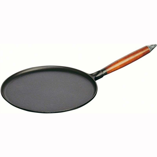 Crêpière en fonte Staub avec manche en bois