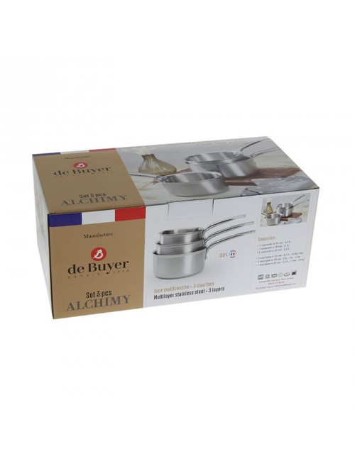 Set batterie de 3 casseroles DE BUYER Alchimy en inox