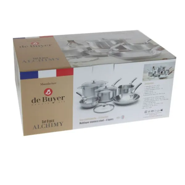 Set batterie 8 pièces DE BUYER Alchimy poêle sauteuse casseroles faitout