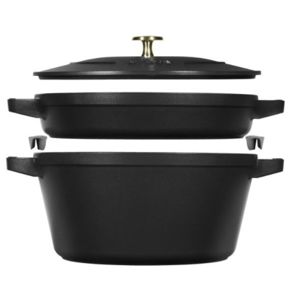 Set empilable STAUB 3 pièces en fonte 24cm cocotte poêle - 3 coloris