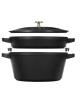Set empilable STAUB 3 pièces en fonte 24cm cocotte poêle - 3 coloris