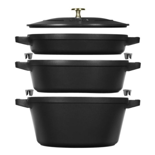 Set empilable Staub 4 pièces cocotte poêle 24cm en fonte