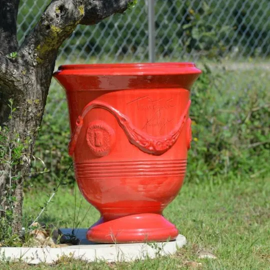 Vase Anduze émaillé rouge Terre Figuière - 4 tailles