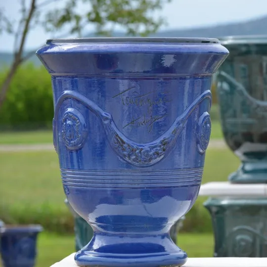 Vase Anduze Terre Figuière émaillé bleu foncé - 4 tailles