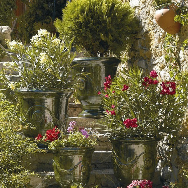 Vase Anduze Terre Figuière émaillé vert  - 4 tailles