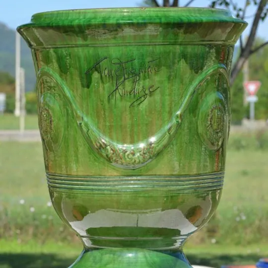 Vase Anduze Terre Figuière émaillé vert  - 4 tailles