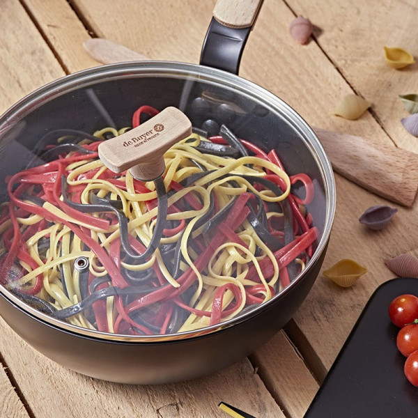 Couvercle en verre De Buyer bouton bois - 4 tailles