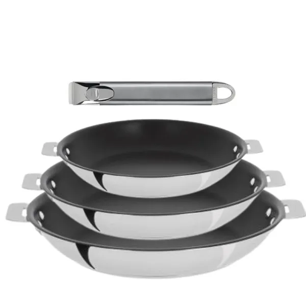 Set batterie 3 poêles Casteline Cristel avec revêtement