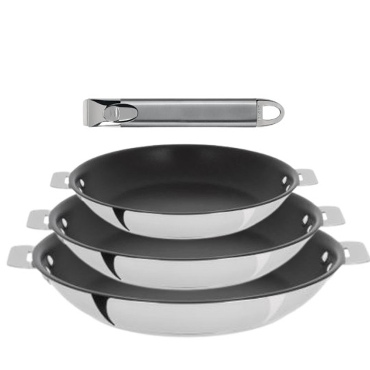 Set batterie 3 poêles Casteline Cristel avec revêtement
