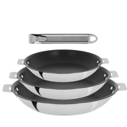 Set batterie 3 poêles Casteline Cristel avec revêtement
