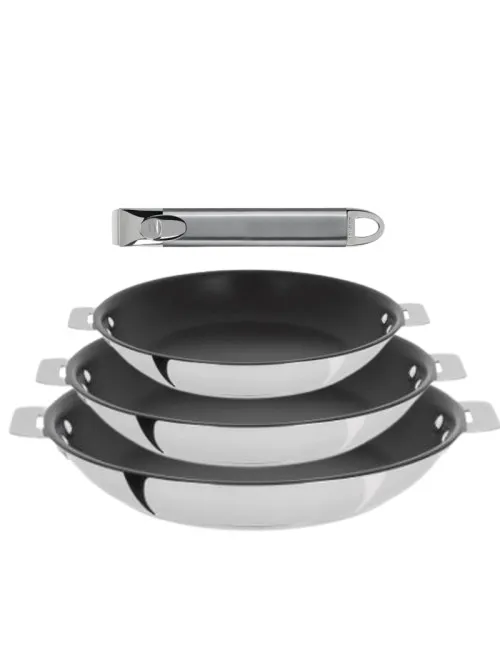 Set batterie 3 poêles Casteline Cristel avec revêtement