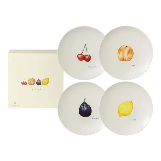 Coffret 4 Assiettes Saisons fruits Degrenne