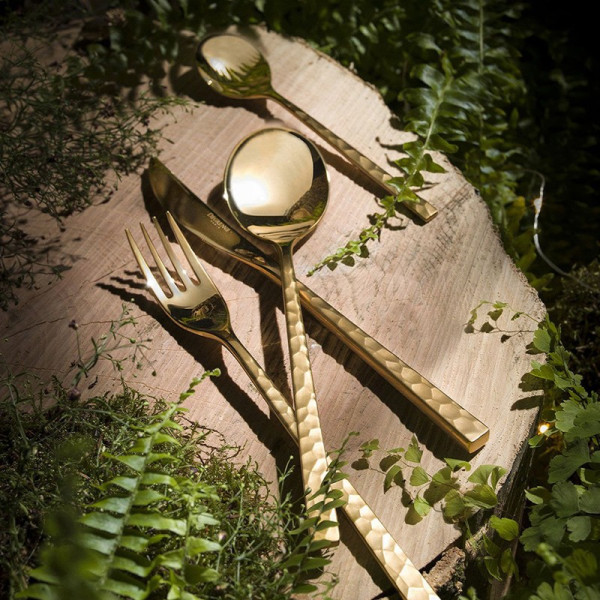 24 couverts Fuse Martelé Laiton DEGRENNE