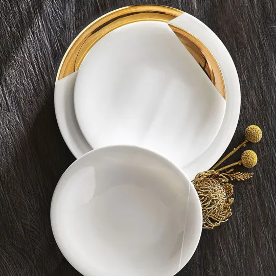 6 assiettes Degrenne SD One Or - 2 tailles