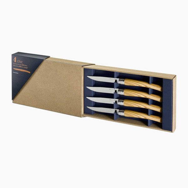 Coffret Table chic 4 couteaux Opinel Olivier