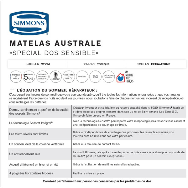 Matelas Simmons Australe