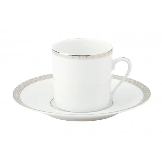 6 tasses soucoupes DESHOULIERES Parure en porcelaine - 3 contenances