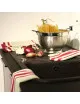 4 serviettes de table Corda Artiga bordeaux blanc