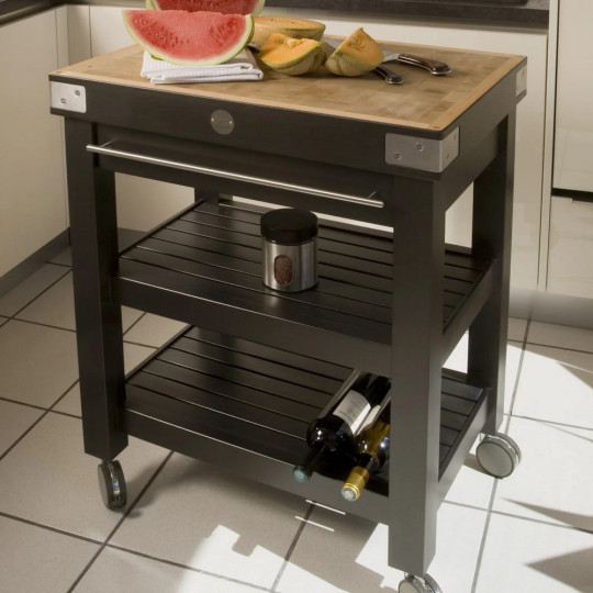 Desserte double étages Chabret noire - plusieurs dimensions