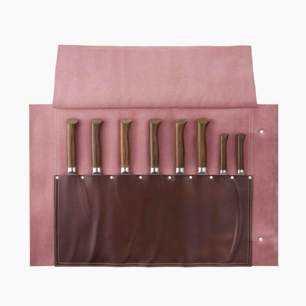 Natte simili-cuir rangement 8 couteaux Opinel