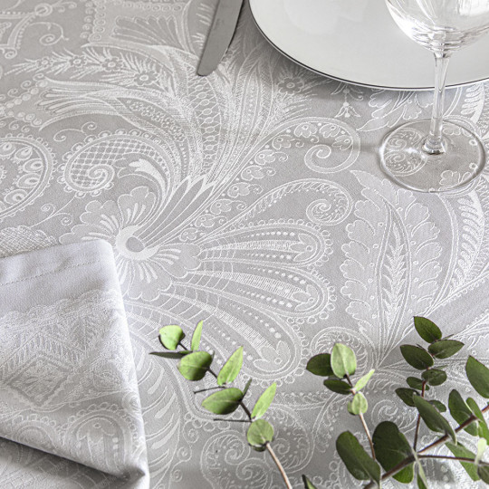 4 serviettes de table Grace perle Garnier Thiebaut