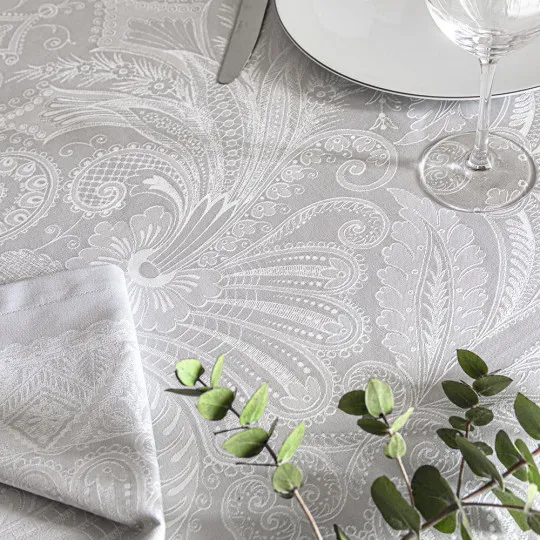4 serviettes de table Grace perle Garnier Thiebaut