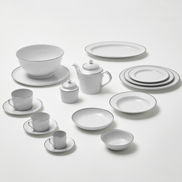 Théière Degrenne Eclipse Galon platine or en porcelaine - 2 coloris