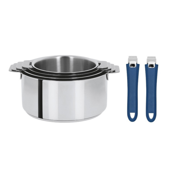 Batterie 4 casseroles + 2 poignées amovibles Cristel Mutine Evolution -6 coloris