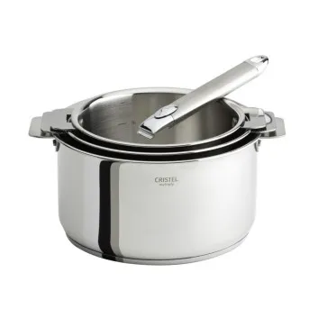 Set batterie CRISTEL Casteline 3 casseroles et 1 poignée Zenith amovible - 2 coloris