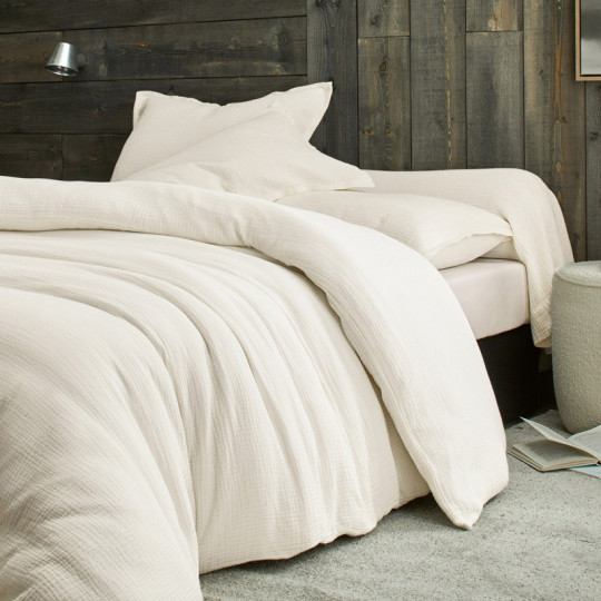 Parure de lit COSY gaze de coton BLANC DES VOSGES - 7 coloris