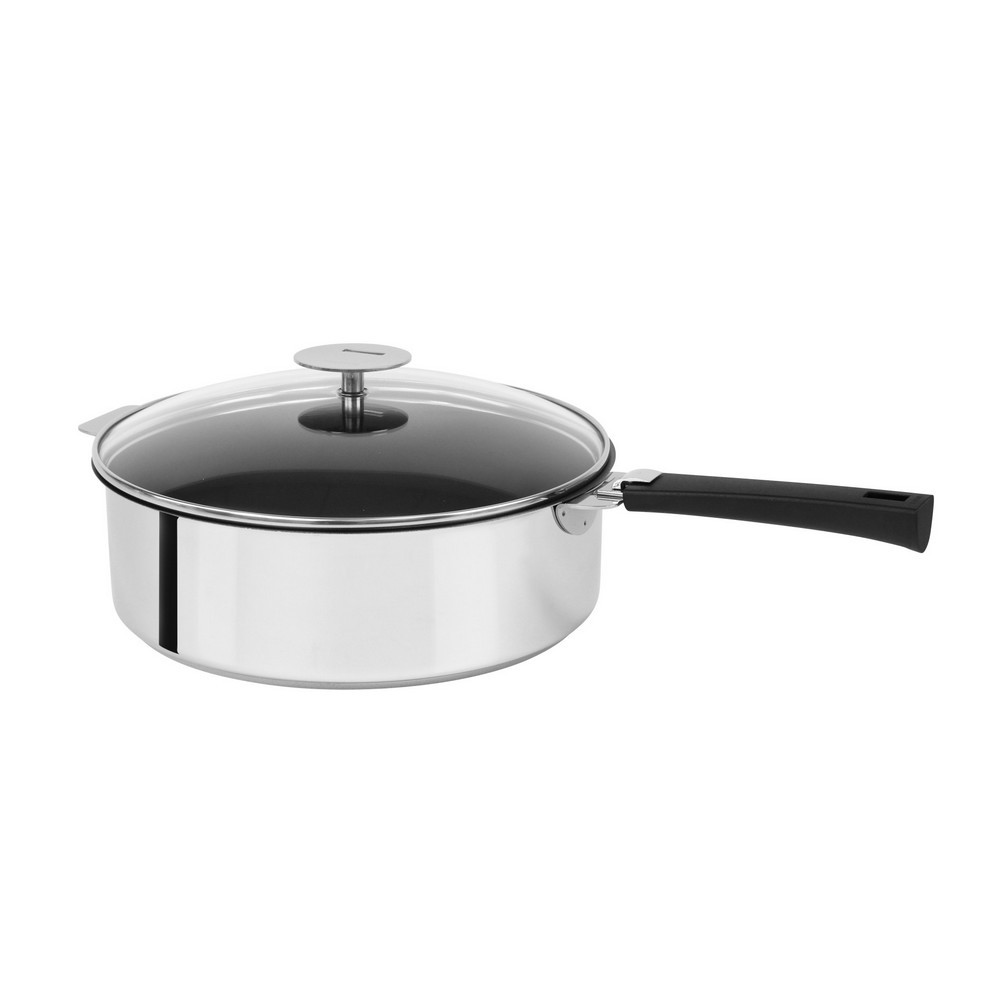 TeCuisine Sauteuse Inox 28 Cm 18/10 Multiply Avec Couvercle Verre - Induction, Four & Lave-Vaisselle - Sans PFAS/PTFE/PFOA