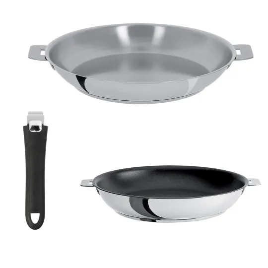 Set batterie CRISTEL Mutine 2 poêles amovibles 24 et 28cm avec poignée