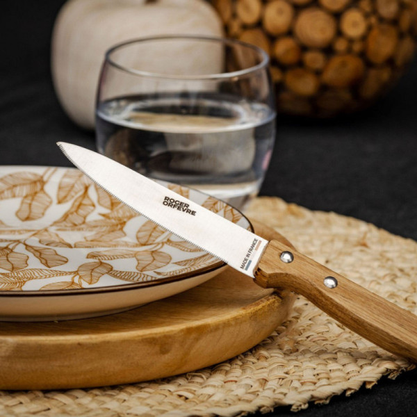 Coffret 6 couteaux à steak chêne Roger Orfèvre - 2 finitions