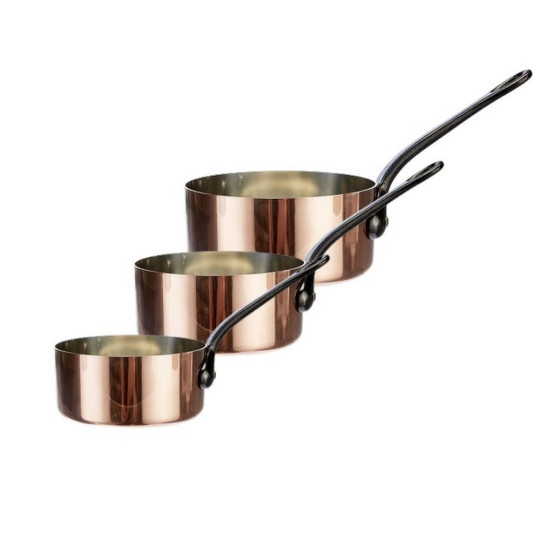 Batterie 3 casseroles professionnelles Baumalu en cuivre étamé