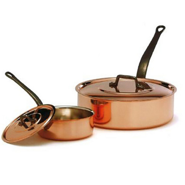 Sauteuse professionnelle cuivre lisse avec couvercle Baumalu - 4 tailles