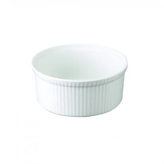 6 moules à soufflé Apilco en porcelaine plissé - 3 tailles