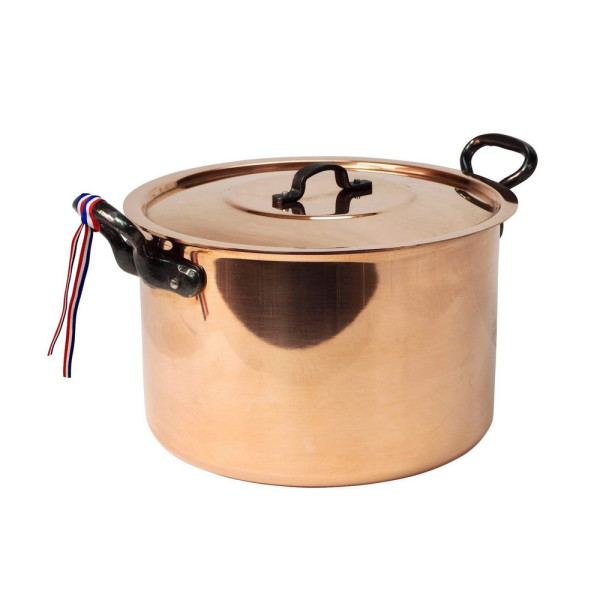 Marmite professionnelle cuivre lisse 24cm avec couvercle Baumalu