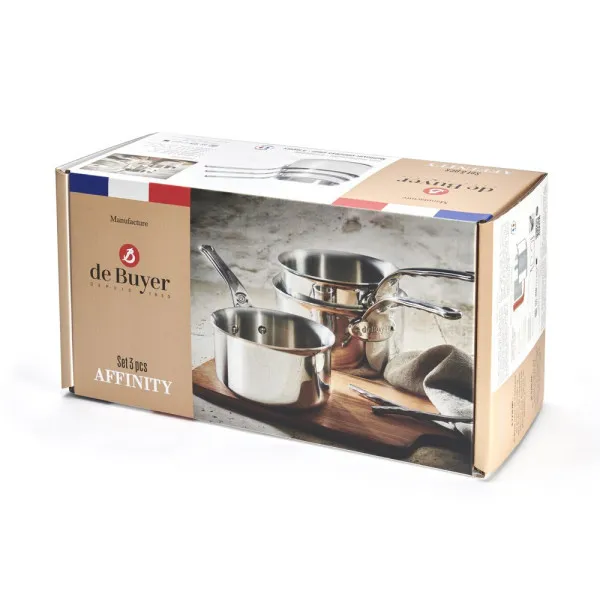 Set batterie de 3 casseroles DE BUYER Affinity en inox