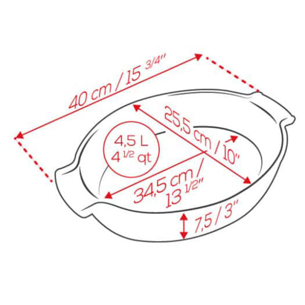 Plat à four ovale 40cm Appolia Peugeot - 3 coloris