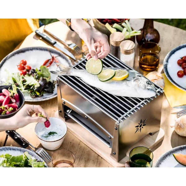 Braséro en inox Bron Coucke Louis Tellier BBQ de table