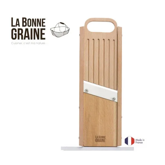 Mandoline LOUIS TELLIER bois traditionnelle lame inox La bonne graine - 5 finitions
